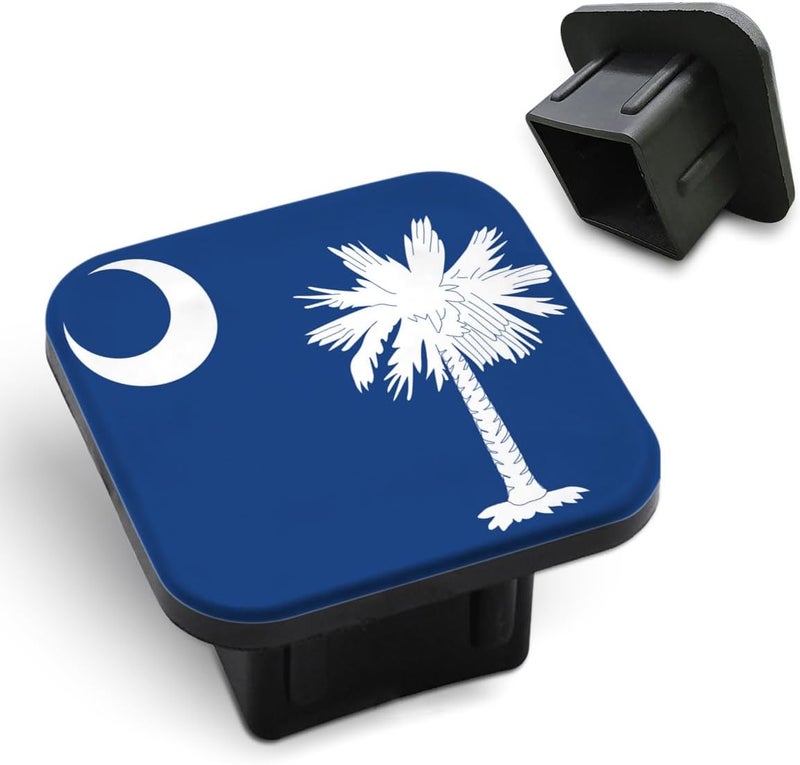 Tnomchey South Carolina State Flag Receiver Cover Hitch Plugs Blue North America Banner Patriot Rubber Receiver Tube Hitch Plug Car Exterior Accessories Fits for Pickup Trucks Cars - Image 1